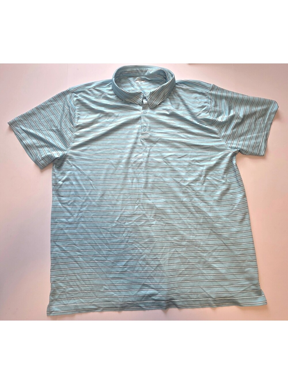 BCG Golf Men's 3XL Light Blue Striped Polo Shirt New Without Tags